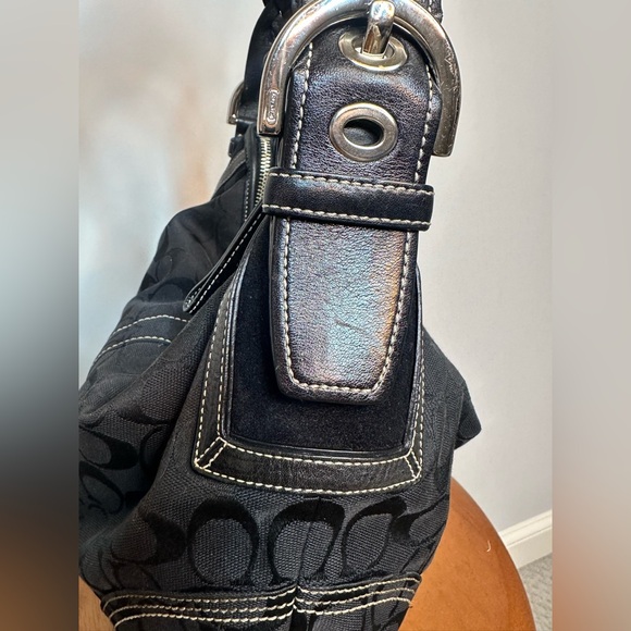 Coach soho hobo signature black larger croissant woven strap nickel hardware - Picture 5 of 12